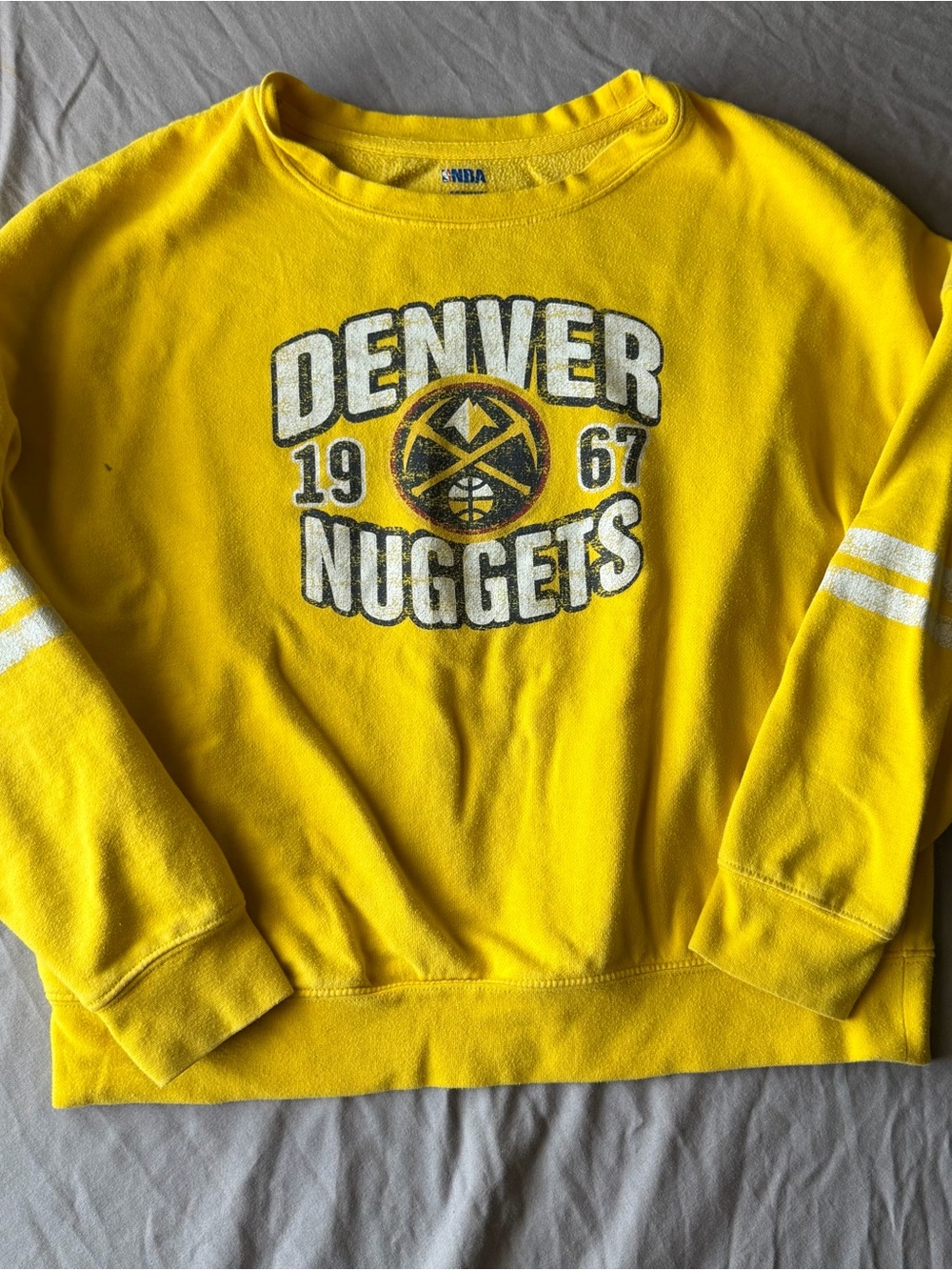 NBA Denver Nuggets Bright Yellow Crewneck Sweatshirt